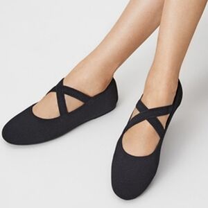 New Black Cross Straps Mary Jane Ballet Flats